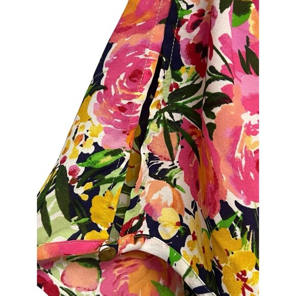 Investments Top Plus Size 2X Green Floral Cold Shoulder S/S Office Career Casual - Picture 11 of 14